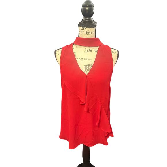 C&S Red Sleeveless Ruffle Blouse - Size M - Picture 1 of 10